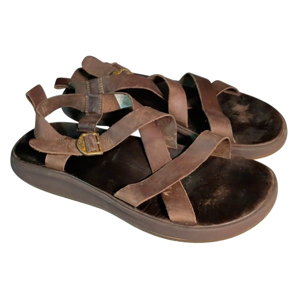 Chaco Wayfarer Sandals Mens Size 11 Brown Leather Strappy Gorpcore  J106647
